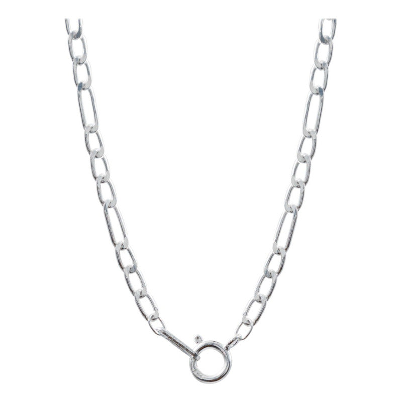 Dije San Judas Zirconias + Cadena Figaro 50 Cm Plata 925