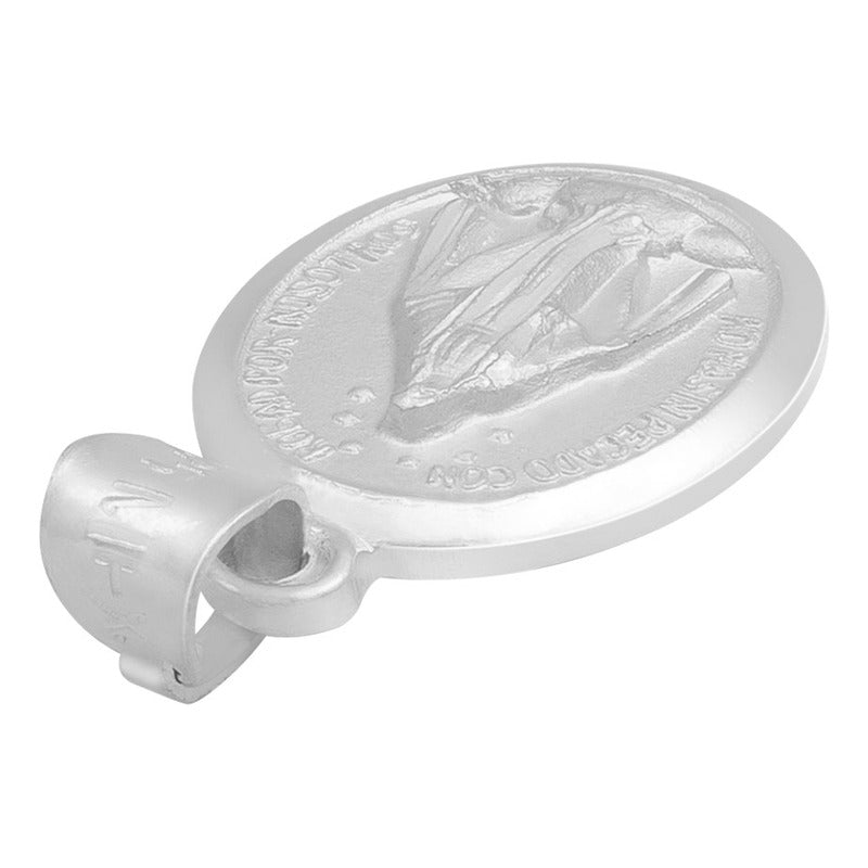Dije Mini Medalla Bautizo Virgen Milagrosa Mate Plata 925 Plateado