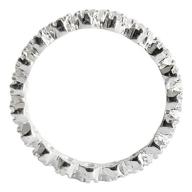 Anillo Churumbela Completa Zirconias De Plata Pura Ley .925