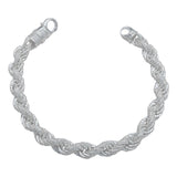 Pulsera Torzal Zirconias Hiphop Hombre Plata 925 8 Mm Color Plateado Largo 17 Cm
