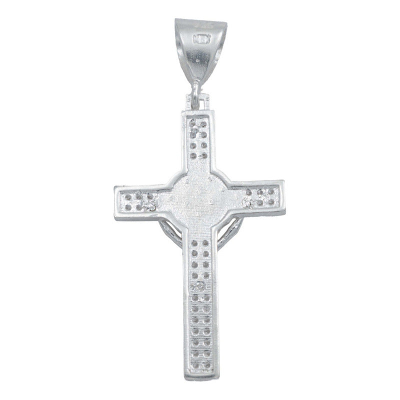 Dije Mediano Cruz Jesucristo San Benito Zirconias Plata 925
