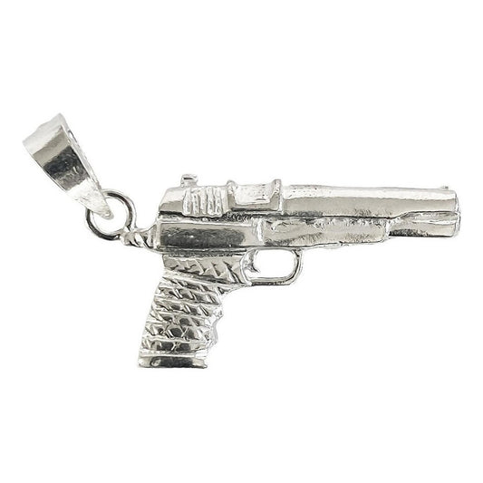 Dije Chico Pistola Gangster Punk Plata Solida 925 Plateado