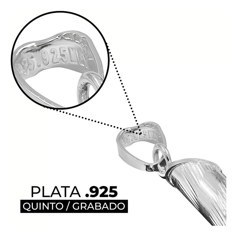 Dije Cruz Tubular De Plata Ley .925 3.2 Cm Diamantado Zigzag Plateado