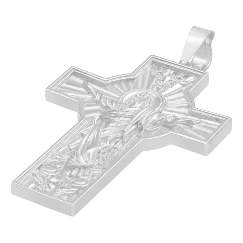 Dije Cruz Grande Cristo Espiritu Santo Hombre Plata 925 Plateado