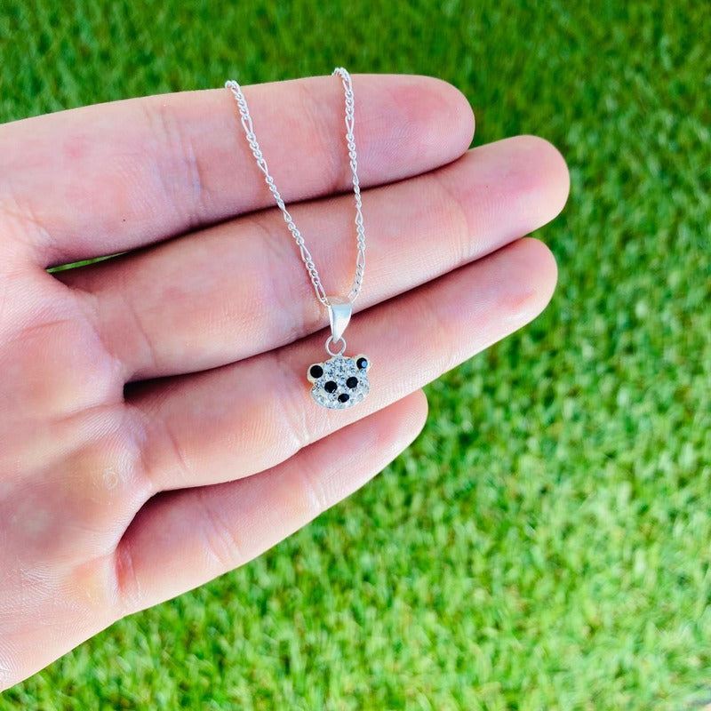 Cadena De Plata 3x1 Con Dije De Carita Oso Plata Solida 925