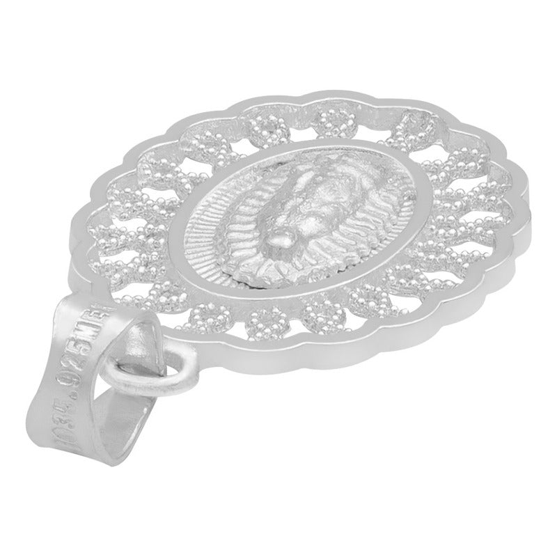 Dije Medalla Virgencita Guadalupe Grecas Infinito Plata 925 Plateado