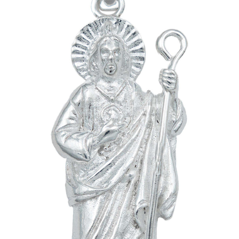 Dije Liso Troquel San Judas Detallado Plata 925 4.7 Cm
