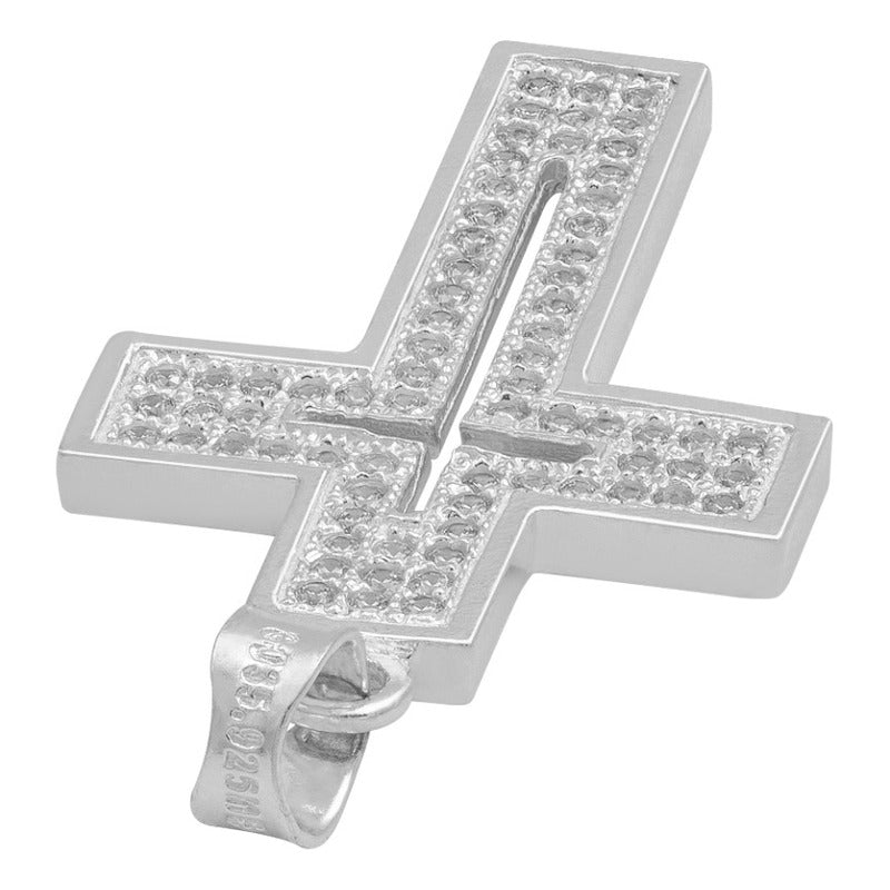 Dije Cruz Zirconias Hombre Mujer Regalo Plata 925 3.2 Cm