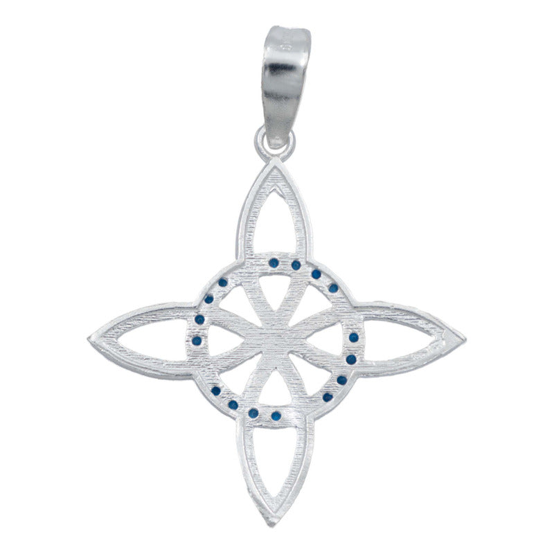 Collar Nudo De Bruja Celta Plano Zirconias Plata Ley S925
