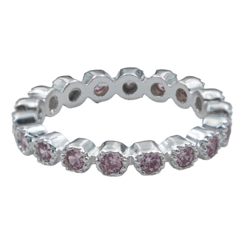 Anillo Churumbela Completa Zirconias De Plata Pura Ley .925