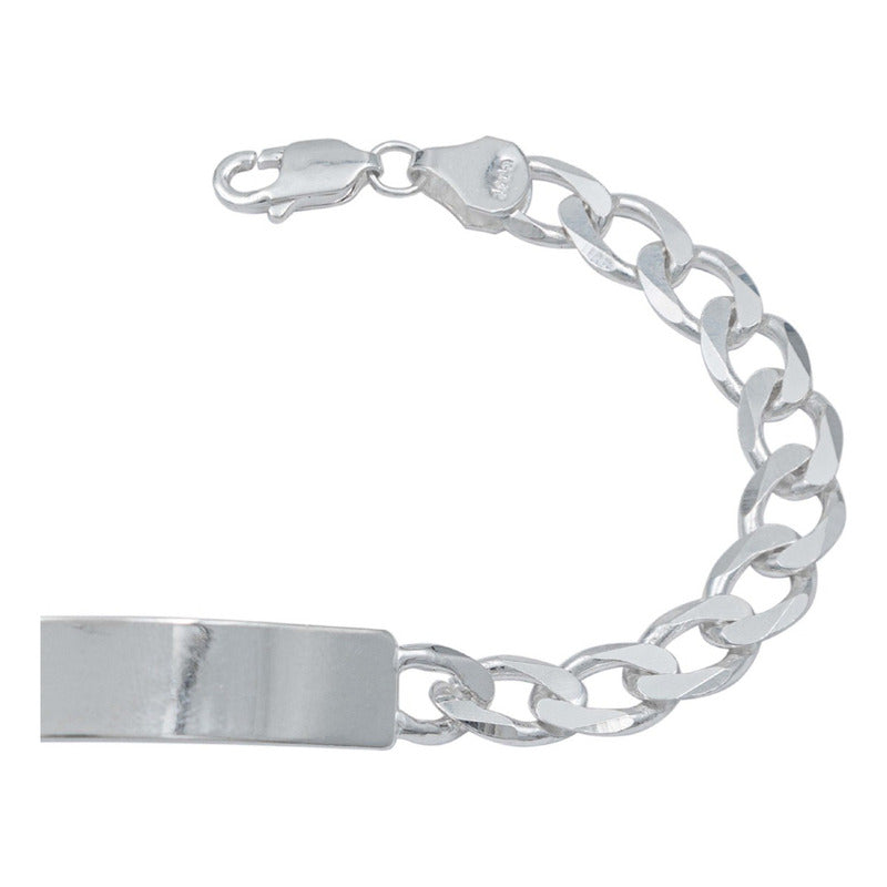 Pulsera Esclava Cubana Barbada Gruesa Hombre Plata 925 8 Mm