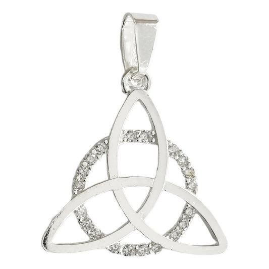 Dije Triqueta Celta Con Circulo Zirconias Plata Ley 925