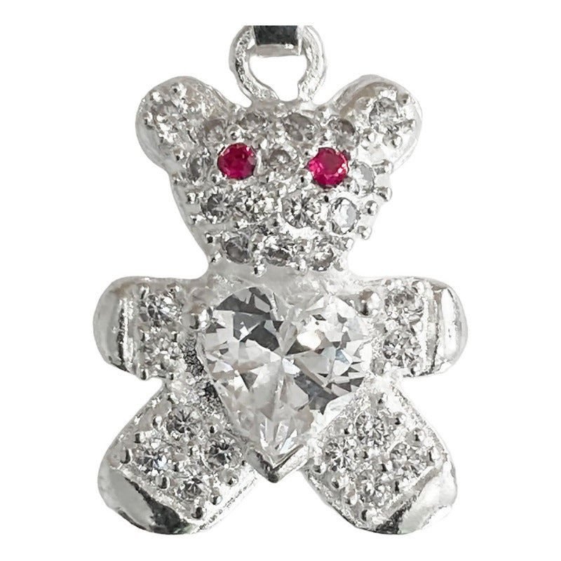 Dije Osito Corazón Amor Zirconias Regalo Plata Ley 925