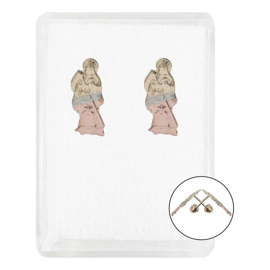 Arete Broquel Santa Muerte Grande Florentina Mujer Oro 10k Alto/ancho 15 Mm X 10 Mm