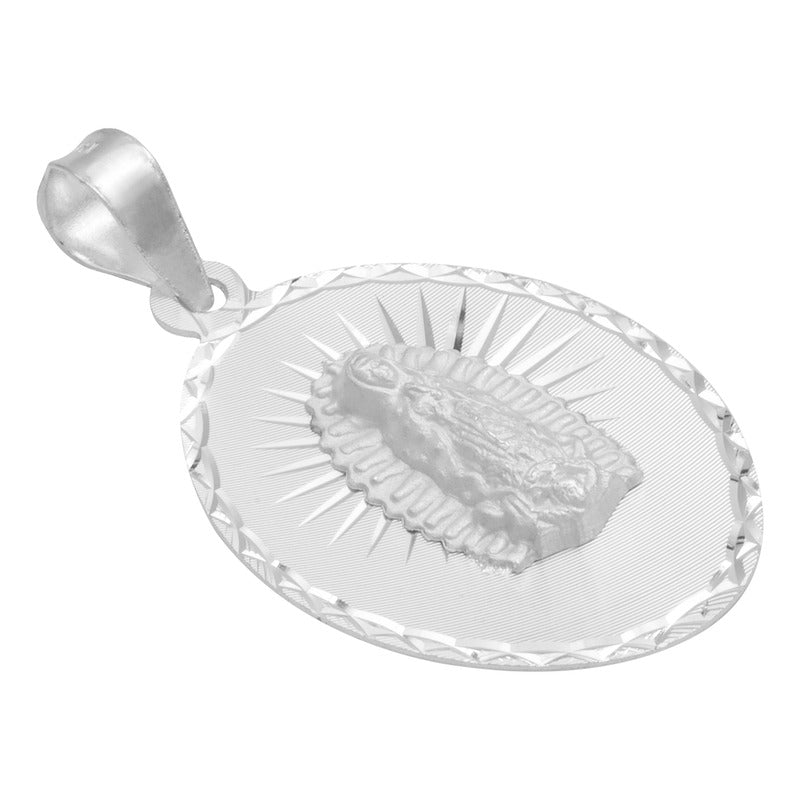 Dije Diamantada Estrella Virgen Guadalupe Plata 925 1.7 Cm