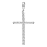 Dije Cruz Grande Plata 925 Acabado Diamantado Diagonal 6 Cm Plateado