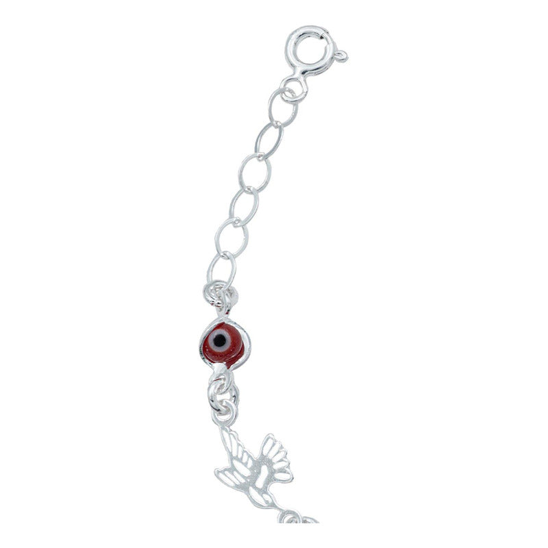 Pulsera Ajustable Colibri Ojo Turco Mujer Regalo Plata 925