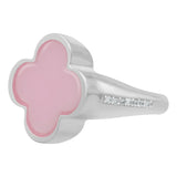 Anillo Grande Hombre Mujer Trebol Esmaltado Resina Plata 925 Rosa 7.5