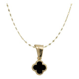 Collar Trebol Esmaltado Flor Corridos Tumbados Oro 10k 45 Cm