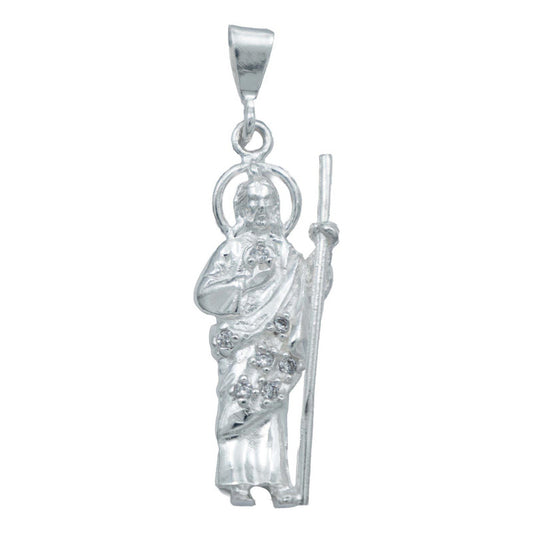 Dije Chico San Judas Zirconias Unisex Plata Ley 925 4.7 Cm