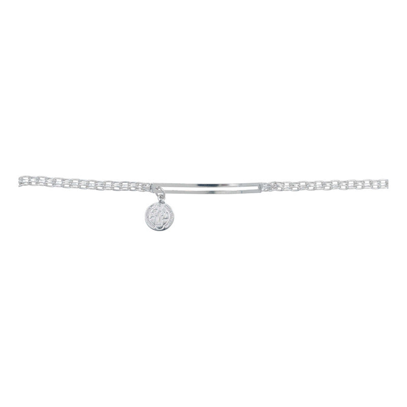 Pulsera Esclava Bismark Placa Colgante Movible Plata S925