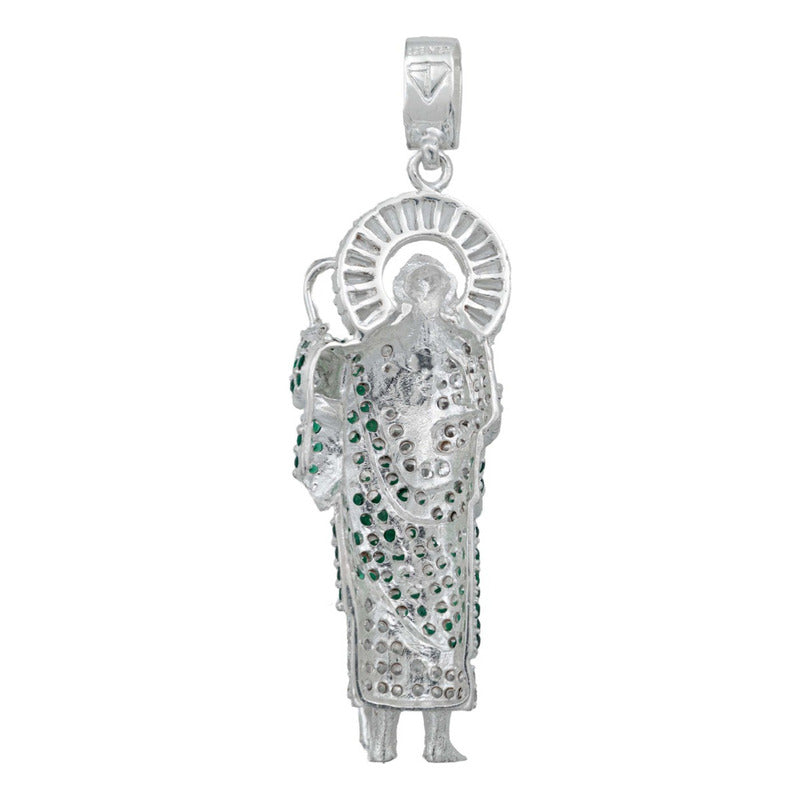 Dije Grande San Judas Zirconias Piedras Plata 925 7.8 Cm