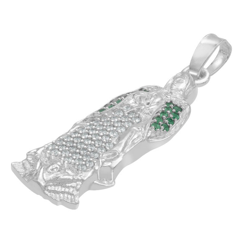 Dije Virgencita Guadalupe Zirconias Regalo Plata 925 3.6 Cm