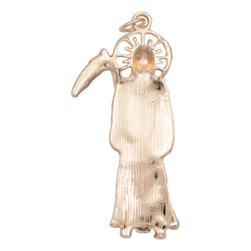 2 Piezas Collar Dije Santa Muerte Calavera Piedra Caucho