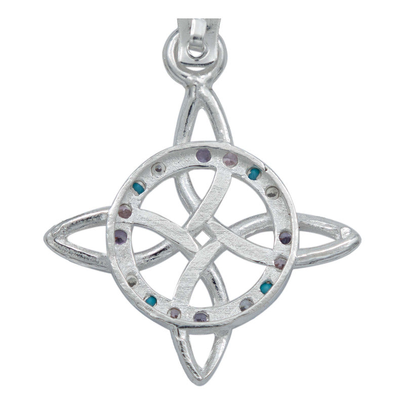 Dije Nudo Bruja Plata Solida 925 + Cadena 55 Cm Plata S925