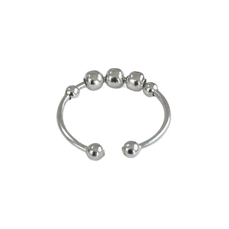 Anillo Ajustable Antiestres Ansiedad Perlas Movibles S925
