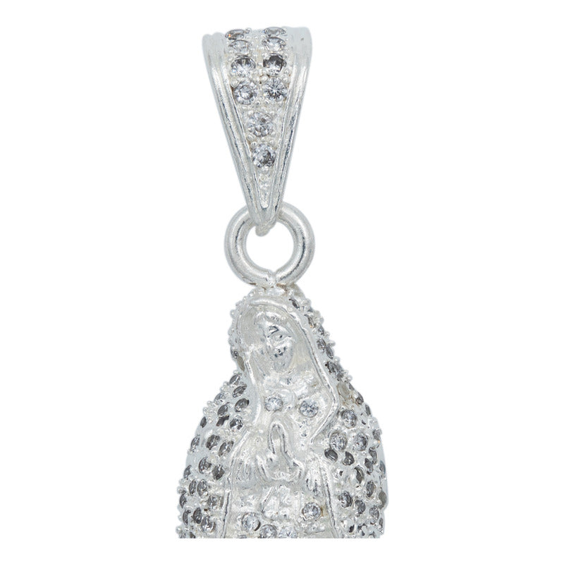 Dije Virgen De Guadalupe Zirconias Plata Solida 925 5.9 Cm