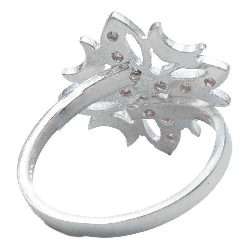 Anillo 4 Lunas Flor Dama Mujer Regalo Zirconias Plata 925