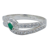 Anillo Mujer Promesa Amor Plata Esmeralda Certificado 0.15ct