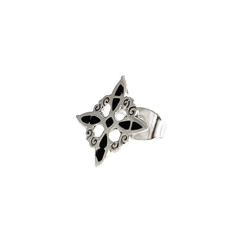 Aretes Broquel Pendiente Nudo De Bruja Liso Plata Ley 925