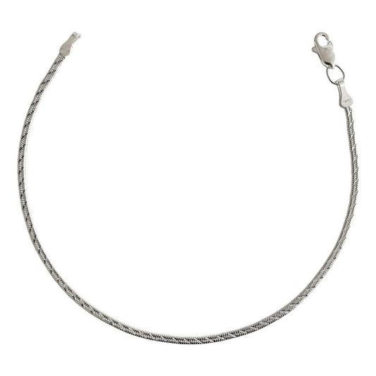 Pulsera Planchada Diamantada Mujer Dama De Plata 925 2 Mm Plateado 7 Cm 17.5 Cm