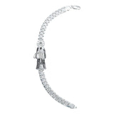 Pulsera Rolo Gruesa Santa Muerte Grande Zirconias Plata 925