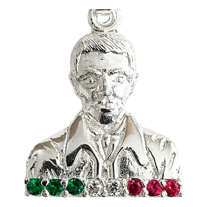 Dije Rostro Malverde Zirconias Tricolor Plata Ley 925 Plateado Chico