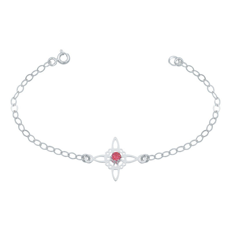 Pulsera Ajustable Nudo De Bruja Celta Zirconia Plata 925