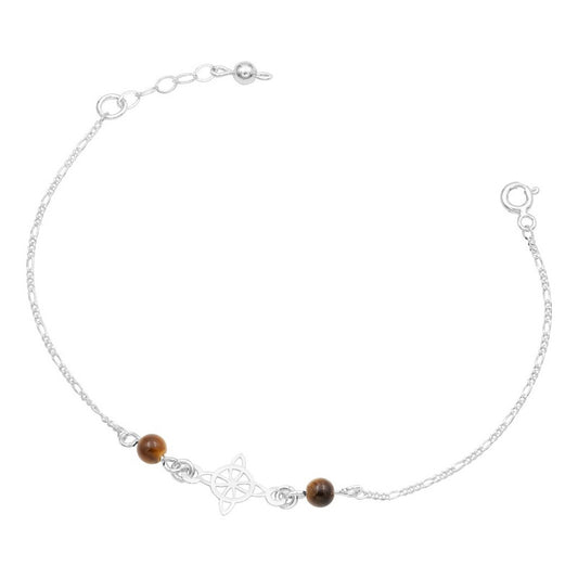 Joyaris Pulsera Nudo Bruja Figaro Plata 925 Mujer Ajustable Café 18 Cm