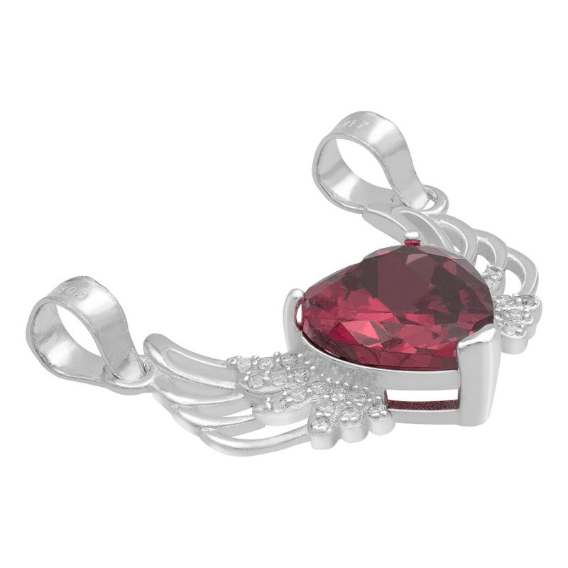 Dije Corazón Alas Zirconias Amor Mujer Mamá Regalo Plata 925