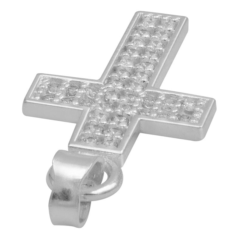 Dije Cruz Zirconias Bautizo Mujer Regalo Plata 925 2.4 Cm