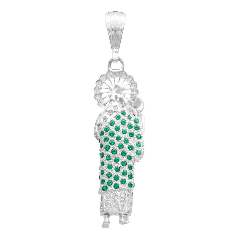 Dije 3d Medalla San Judas Tadeo Mediano Zirconias Plata 925 Verde