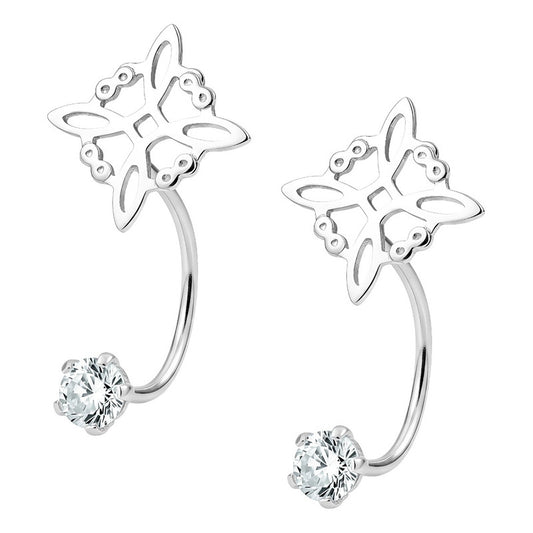 Aretes Colgantes Plata 925 Mujer Nudo Bruja Zirconia