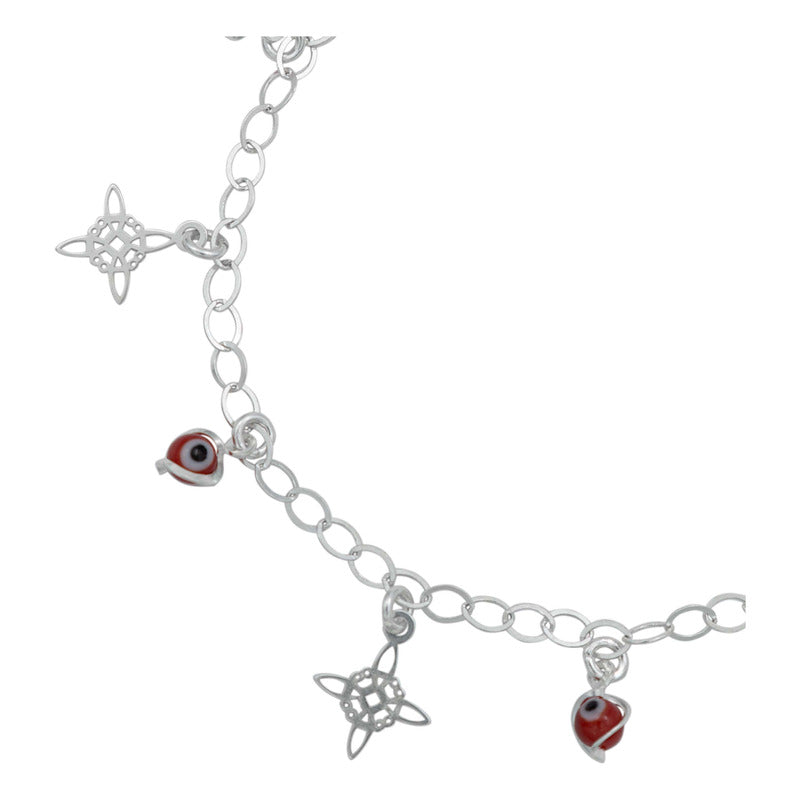 Pulsera Ajustable Nudo Bruja Ojo Turco Colgante Plata S925