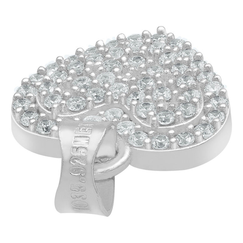 Dije Corazón Zirconia Mujer Amor Mamá Regalo Plata 925 1.7cm