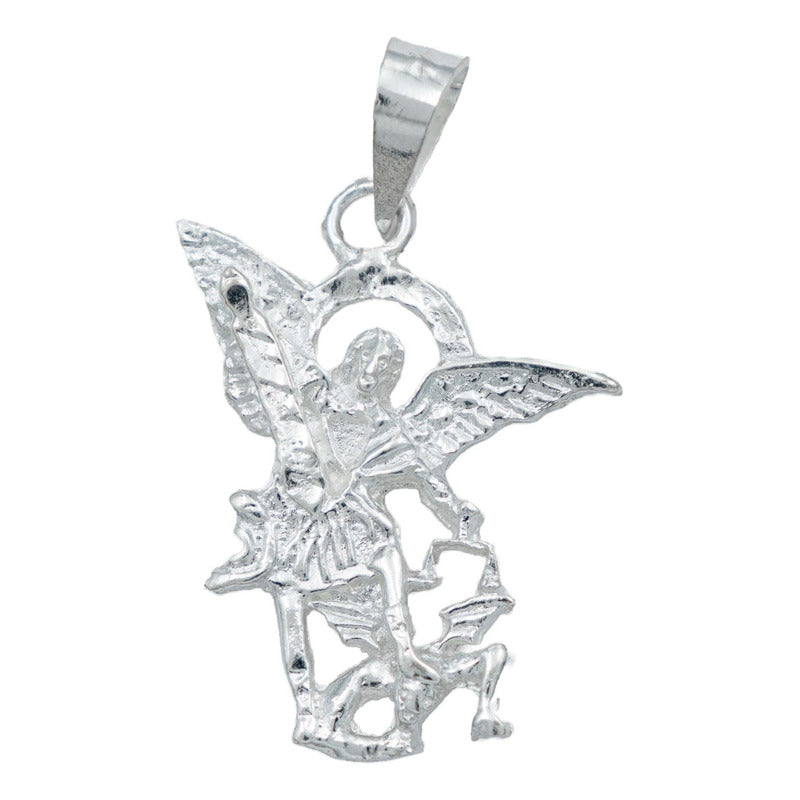Dijes San Miguel Arcangel Con Zirconias Plata Solida 925