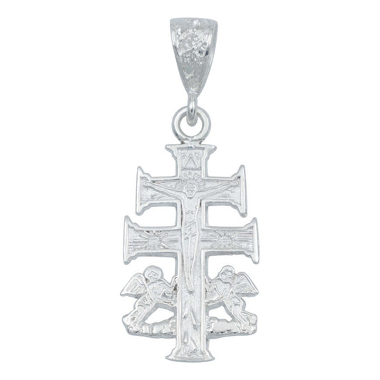 Dije Cruz Caravaca Mediano Angeles Regalo Hombre Plata 925 Plateado
