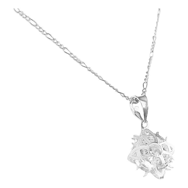 Collar Dije Nudo De Bruja Celta Con Zirconia Plata Ley S925
