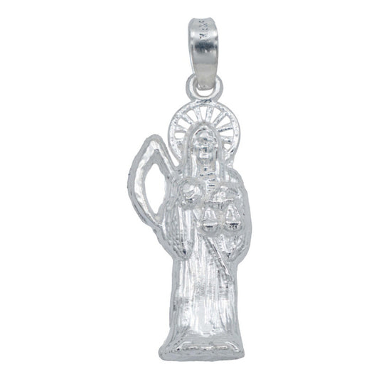 Dije Santa Muerte Chica Lisa Troquel Plata 925 3.3 Cm Plateado