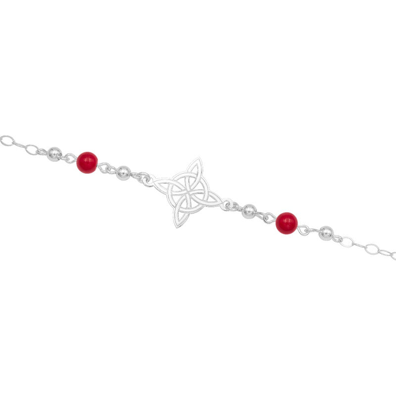 Pulsera Ajustable Mujer Nudo De Bruja Laser Bolas Plata 925 Roja 6 Cm 20 Cm